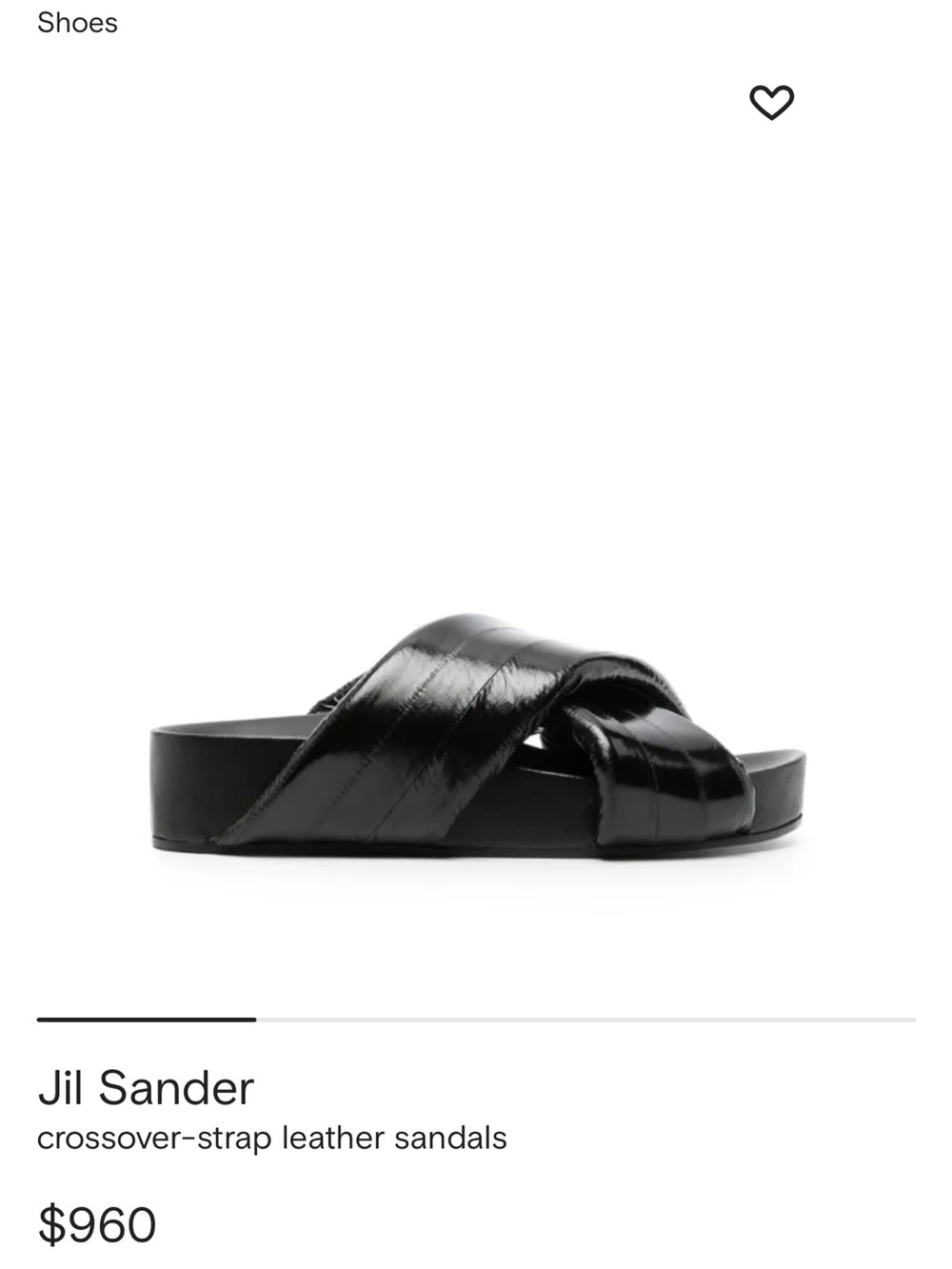 Jil Sander Glossy Black Cross-Strap Leather Slide Sandals